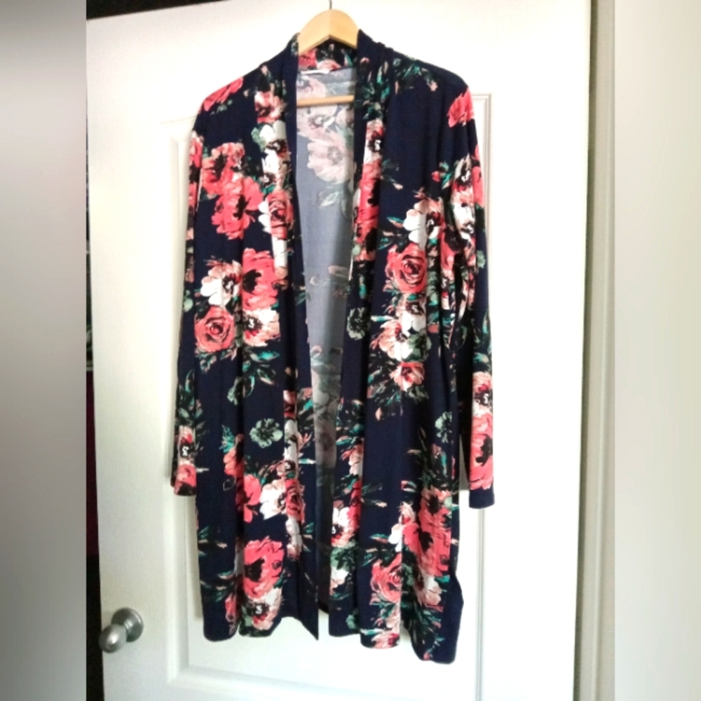 Reb & J Floral Open Front Cardigan Size 2XL